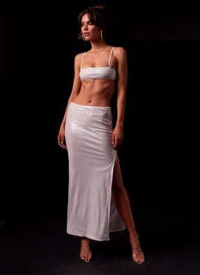 Felicity Sequin Bandeau Top - Snow Frost Felicity Sequin Bandeau Top - Snow Frost