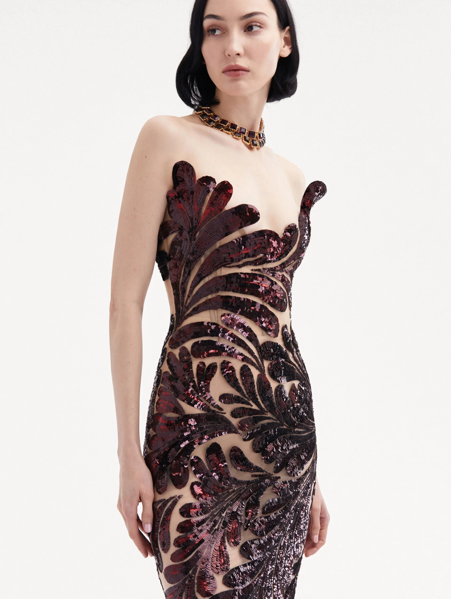 Fern Sequin Embroidered Dress