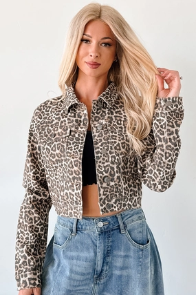 Fierce By Nature Cropped Denim Jacket (Leopard) Fierce By Nature Cropped Denim Jacket (Leopard)