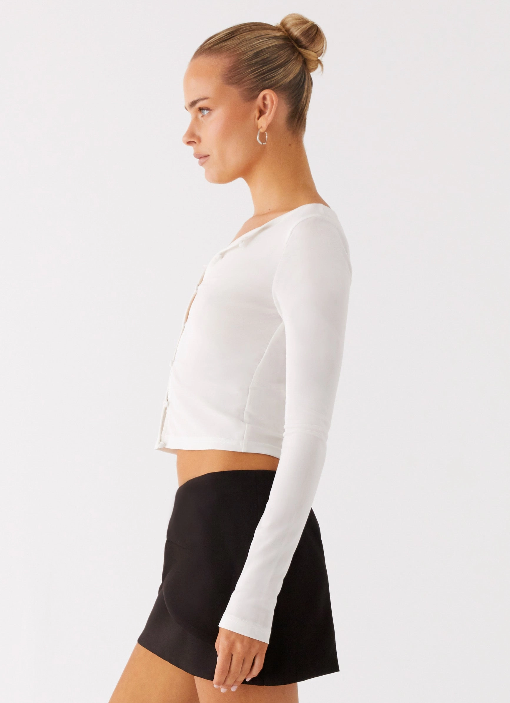 Fifth Ave Mesh Long Sleeve Top - Off White