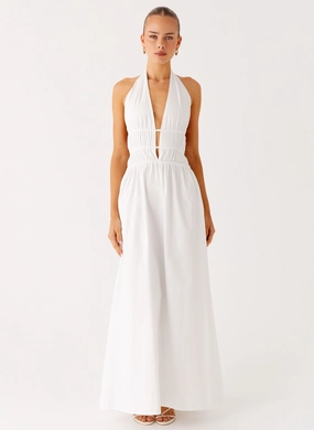 Figaro Halter Maxi Dress - White Figaro Halter Maxi Dress - White
