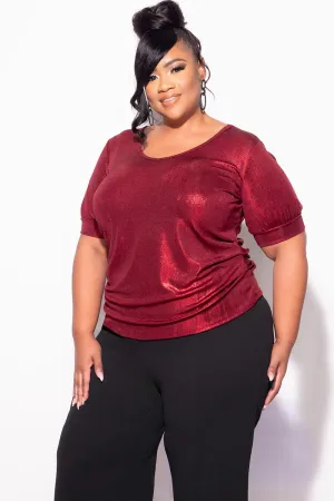 Final Sale Plus Size Blouse in Metallic Red Final Sale Plus Size Blouse in Metallic Red