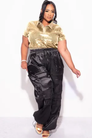 Final Sale Plus Size Collar Sequin Top in Gold Final Sale Plus Size Collar Sequin Top in Gold