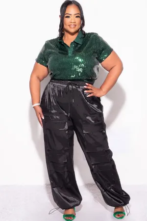 Final Sale Plus Size Collar Sequin Top in Green Final Sale Plus Size Collar Sequin Top in Green
