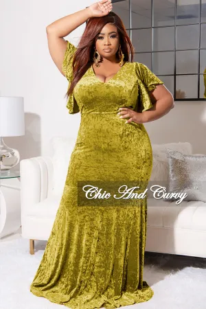 Final Sale Plus Size Faux Wrap Sleeves Gown Velvet in Tea Leaf (similar to Puce) Final Sale Plus Size Faux Wrap Sleeves Gown Velvet in Tea Leaf (similar to Puce)