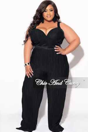 Final Sale Plus Size Pleated Jumpsuit in Black Final Sale Plus Size Pleated Jumpsuit in Black