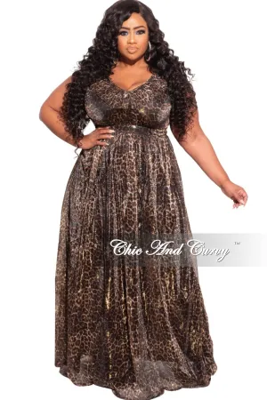 Final Sale Plus Size Ruffled V-neck Chiffon Gown in Cheetah Print Final Sale Plus Size Ruffled V-neck Chiffon Gown in Cheetah Print