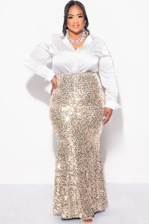 Final Sale Plus Size Sequin Skirt in Gold Final Sale Plus Size Sequin Skirt in Gold