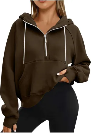 Firzero Black Sweatshirt Women Zip Up Crop Hoodie Sweatshirts 2024 Fall Trendy Long Sleeve Cropped Jacket Top Teen Girls Y2k