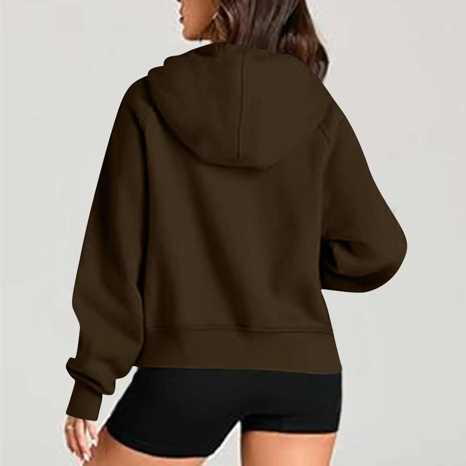 Firzero Black Sweatshirt Women Zip Up Crop Hoodie Sweatshirts 2024 Fall Trendy Long Sleeve Cropped Jacket Top Teen Girls Y2k
