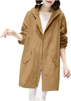 Firzero Rain Jacket Women Plus Size Trench Jackets Loose Winter Hooded Oversized Elegant Windbreaker Comfortable Coat Outwear