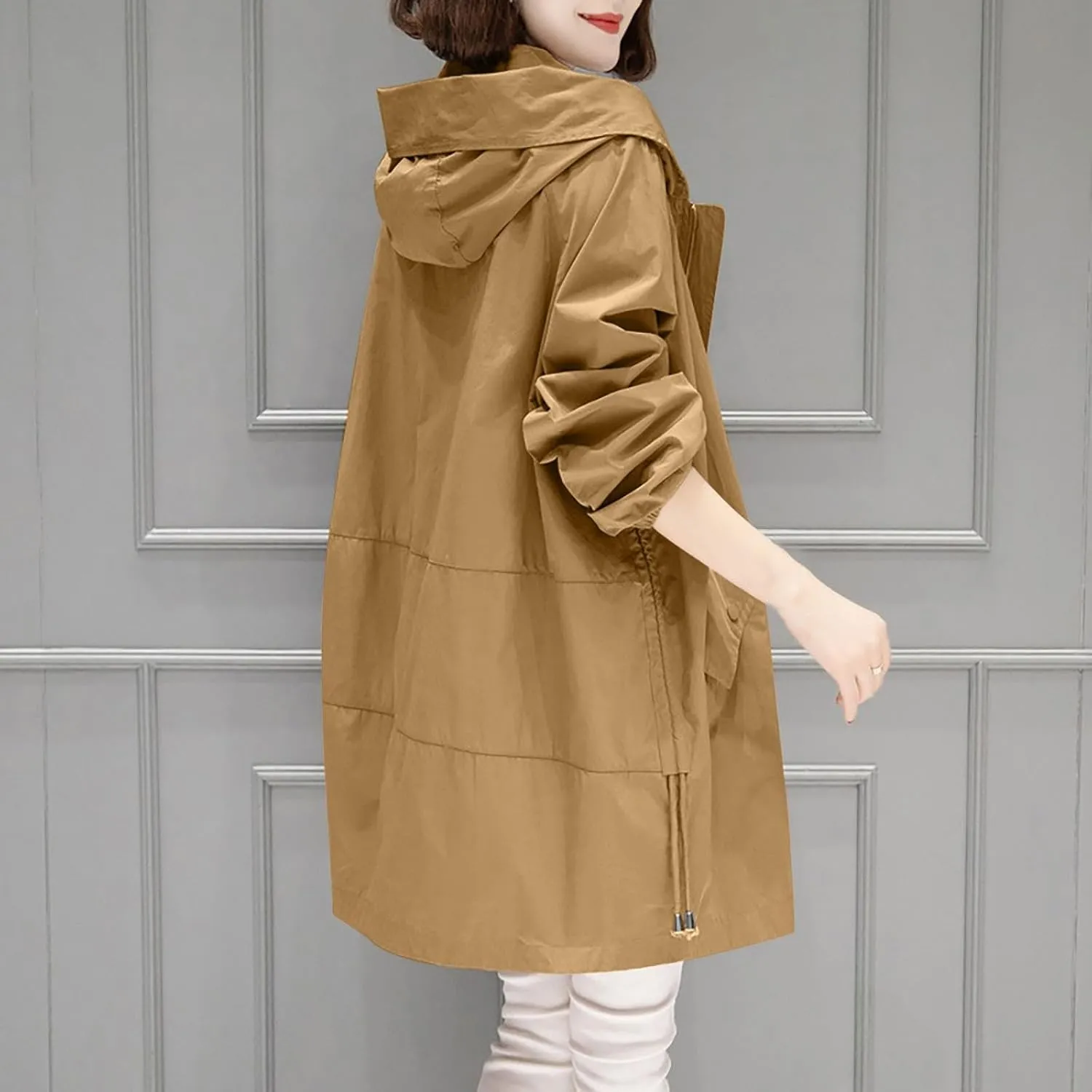 Firzero Rain Jacket Women Plus Size Trench Jackets Loose Winter Hooded Oversized Elegant Windbreaker Comfortable Coat Outwear