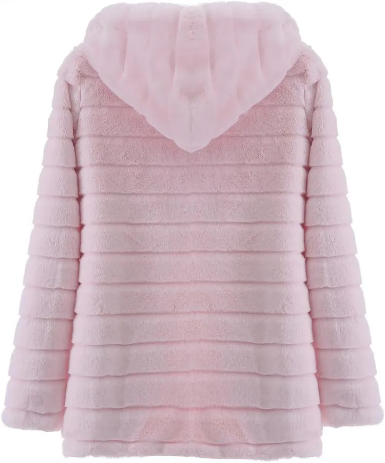 Firzero Winter Jackets for Women Plus Size Faux Fur Coat Winter Long Cozy Fuzzy Outerwear Warm Puffy Coat 2024