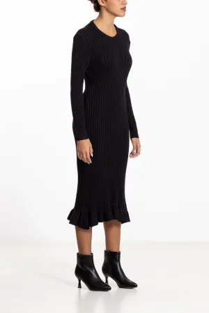 FITTED KNIT MIDI DRESS