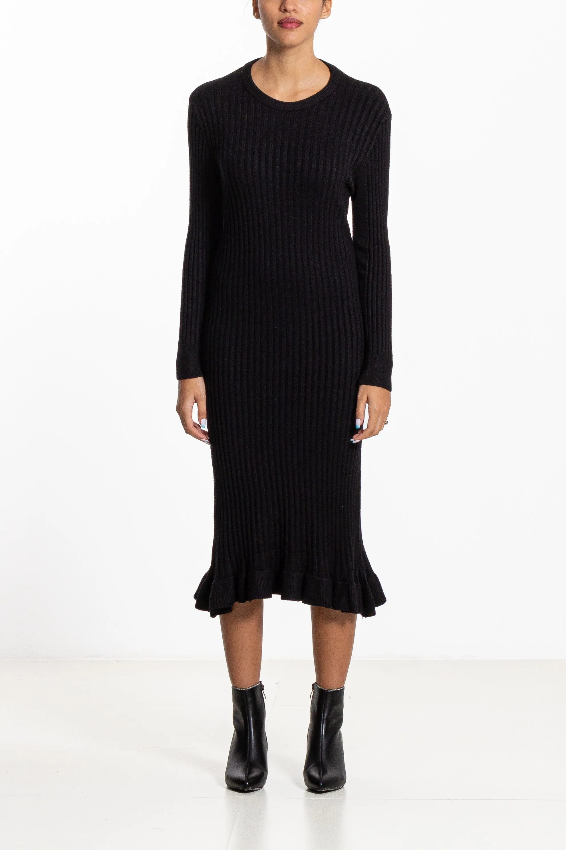 FITTED KNIT MIDI DRESS