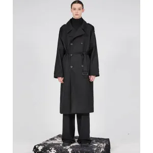 FLARE UP (フレアアップ)     Oversized Raglan Trench Coat - Black (FL-020)