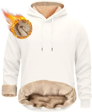 Fleece Lined Pullover Sweaters for Men Fashion Hoodies & Sweatshirts Thermal Long Sleeve Shirts Winter Clothes 2024
