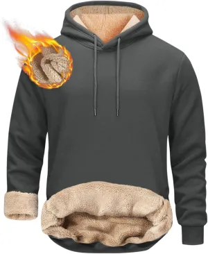 Fleece Lined Pullover Sweaters for Men Fashion Hoodies & Sweatshirts Thermal Long Sleeve Shirts Winter Clothes 2024