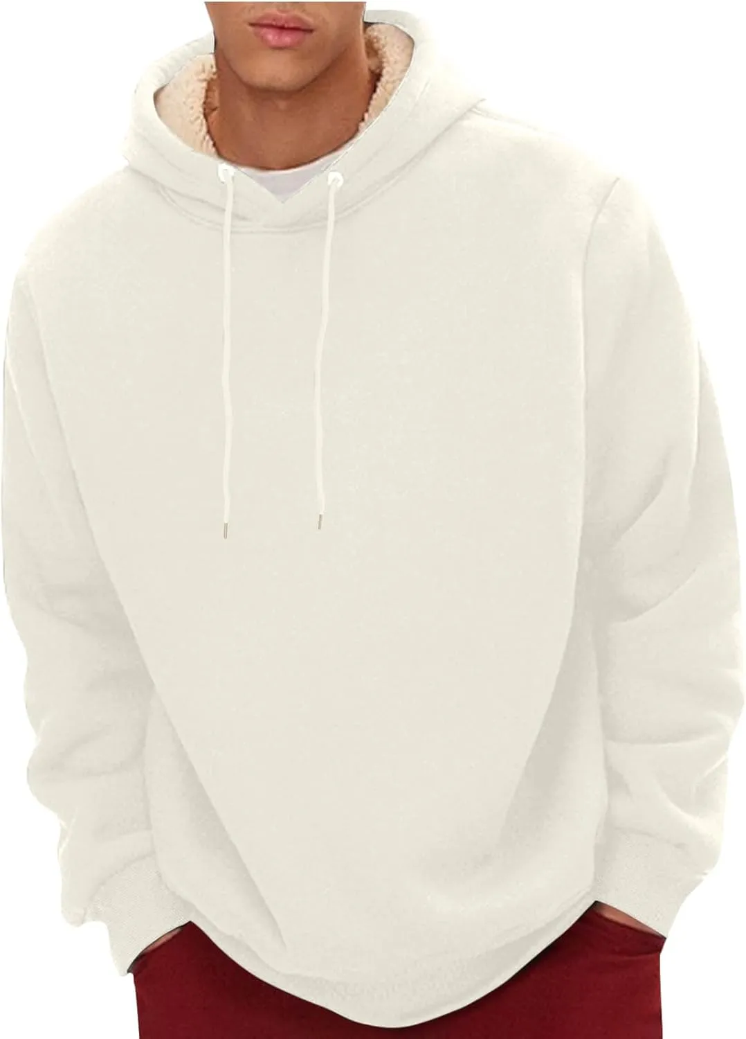 Fleece Lined Pullover Sweaters for Men Fashion Hoodies & Sweatshirts Thermal Long Sleeve Shirts Winter Clothes 2024