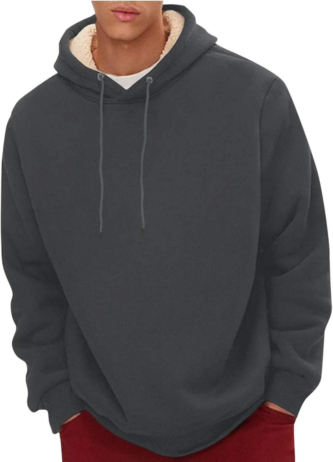 Fleece Lined Pullover Sweaters for Men Fashion Hoodies & Sweatshirts Thermal Long Sleeve Shirts Winter Clothes 2024