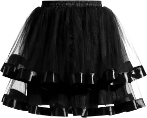 FlekmanArt Women's Pink Tulle Petticoat Puffy Tutu Skirt Layered Ballet Tulle Midi Knee Length Skirt Underskirt