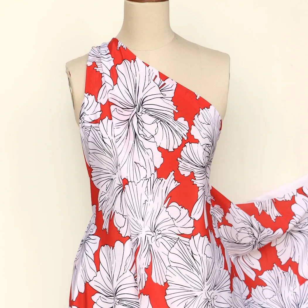 Floating Crimson - Silk Crepe De Chine