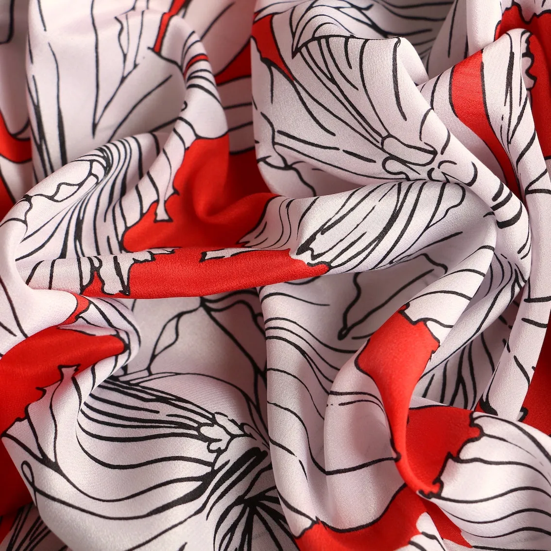 Floating Crimson - Silk Crepe De Chine