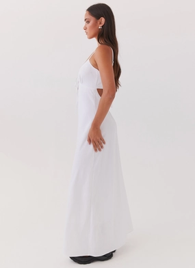 Flora Linen Maxi Dress - White Flora Linen Maxi Dress - White