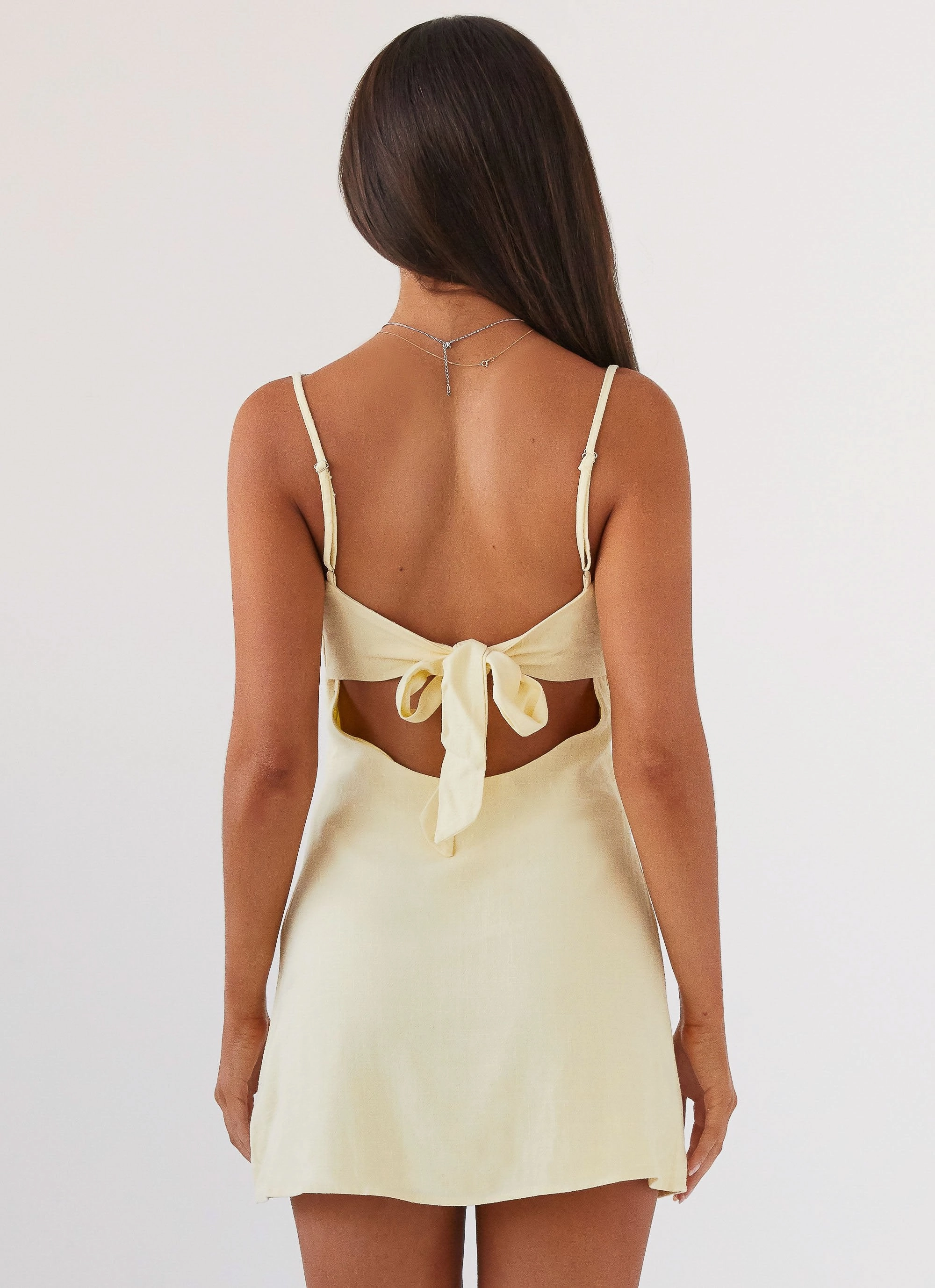 Flora Linen Mini Dress - Lemon