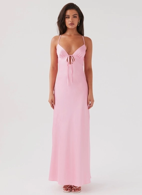 Flora Satin Maxi Dress - Candy Flora Satin Maxi Dress - Candy