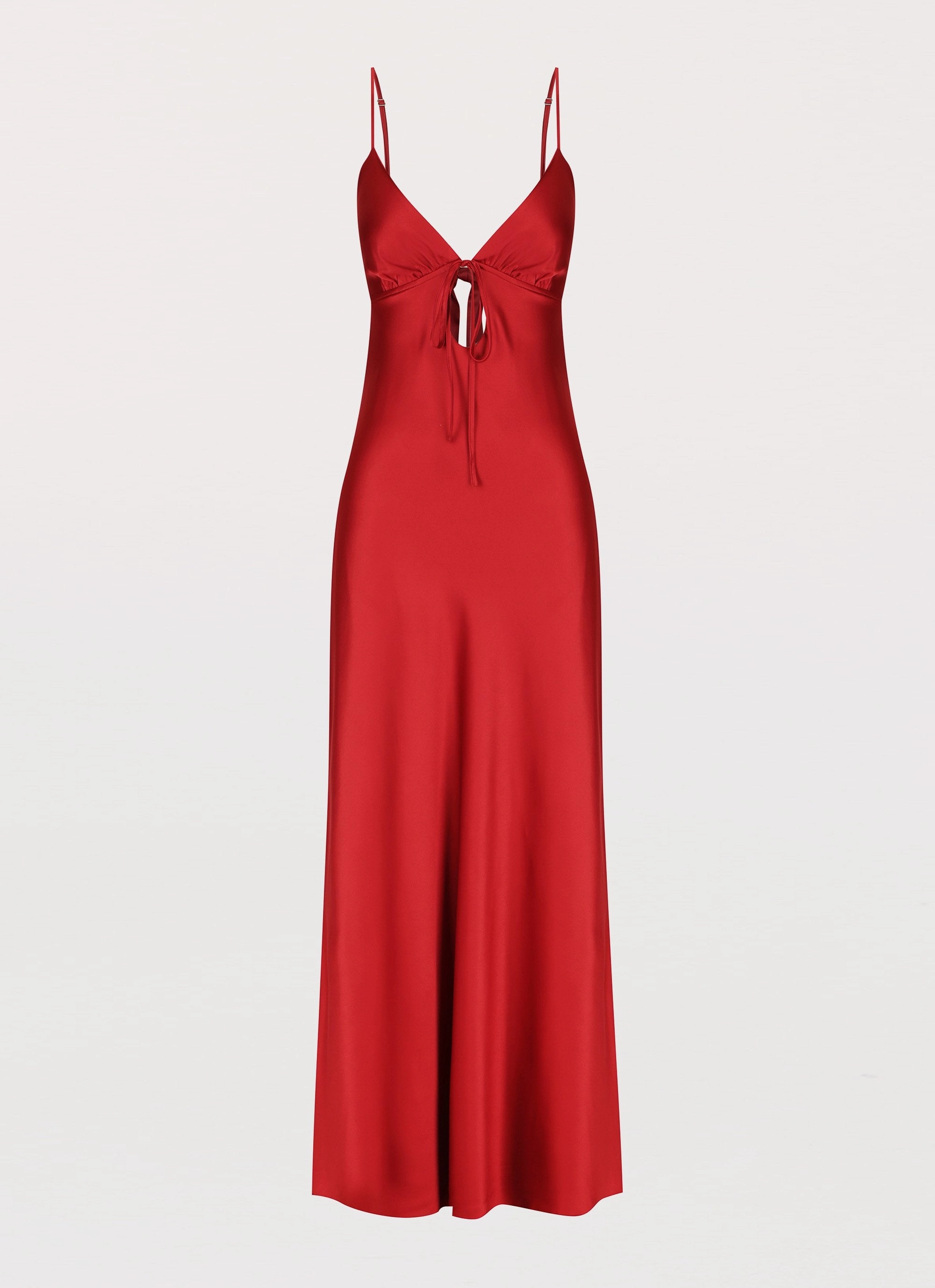 Flora Satin Maxi Dress - Cherry