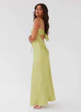 Flora Satin Maxi Dress - Green Expectations Flora Satin Maxi Dress - Green Expectations