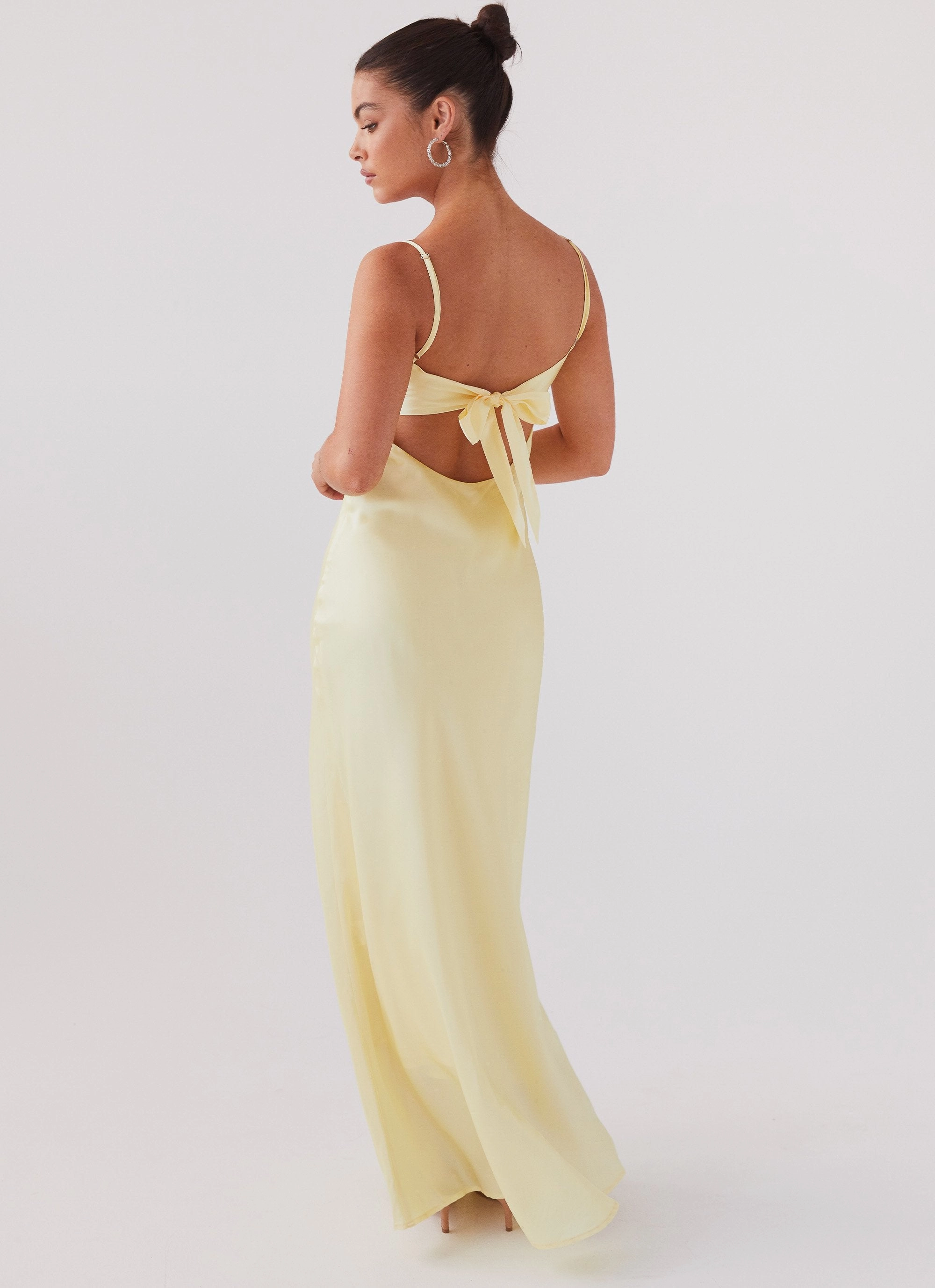 Flora Satin Maxi Dress - Lemon