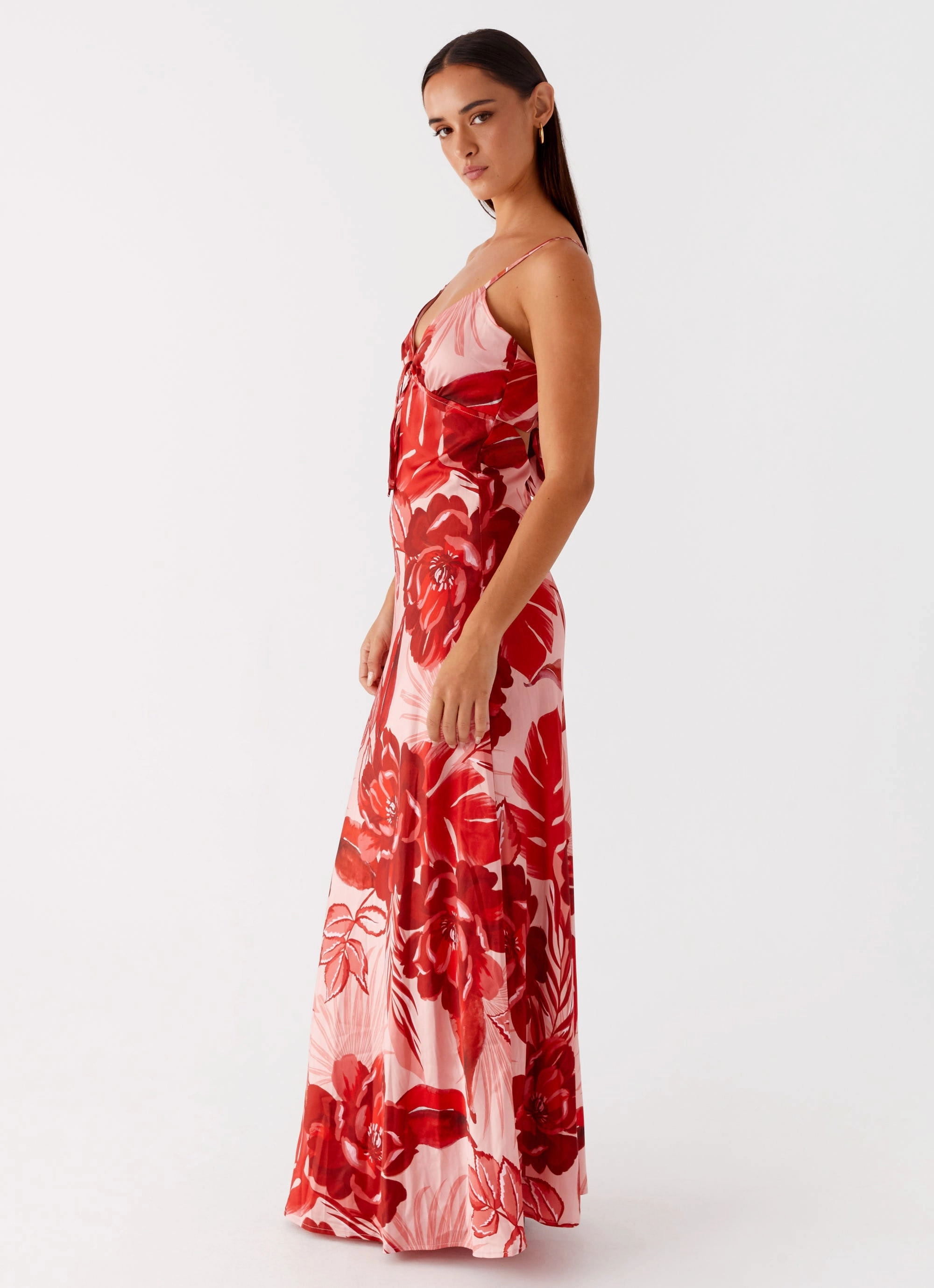 Flora Satin Maxi Dress - Sicily Sunsets Print