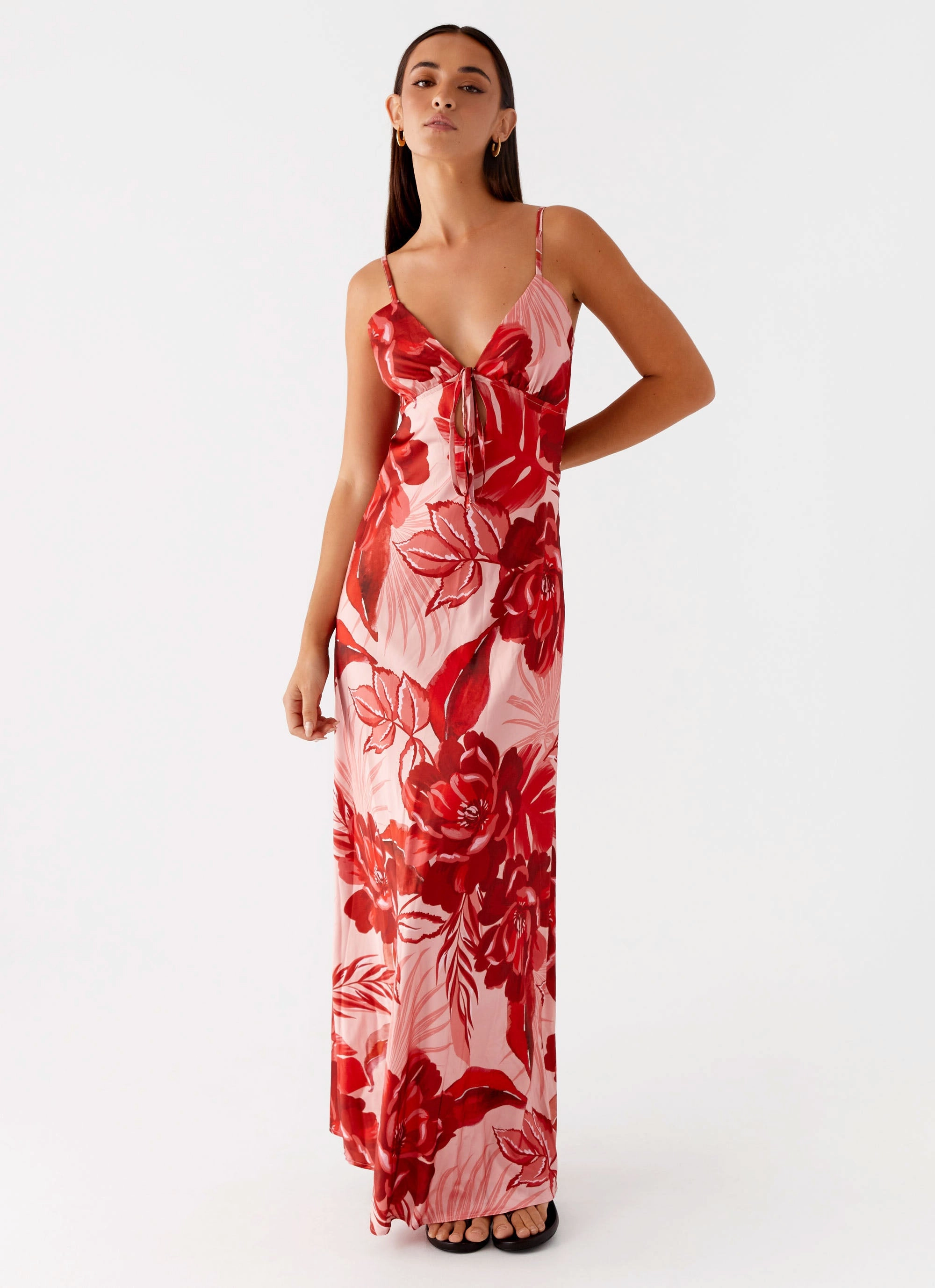 Flora Satin Maxi Dress - Sicily Sunsets Print