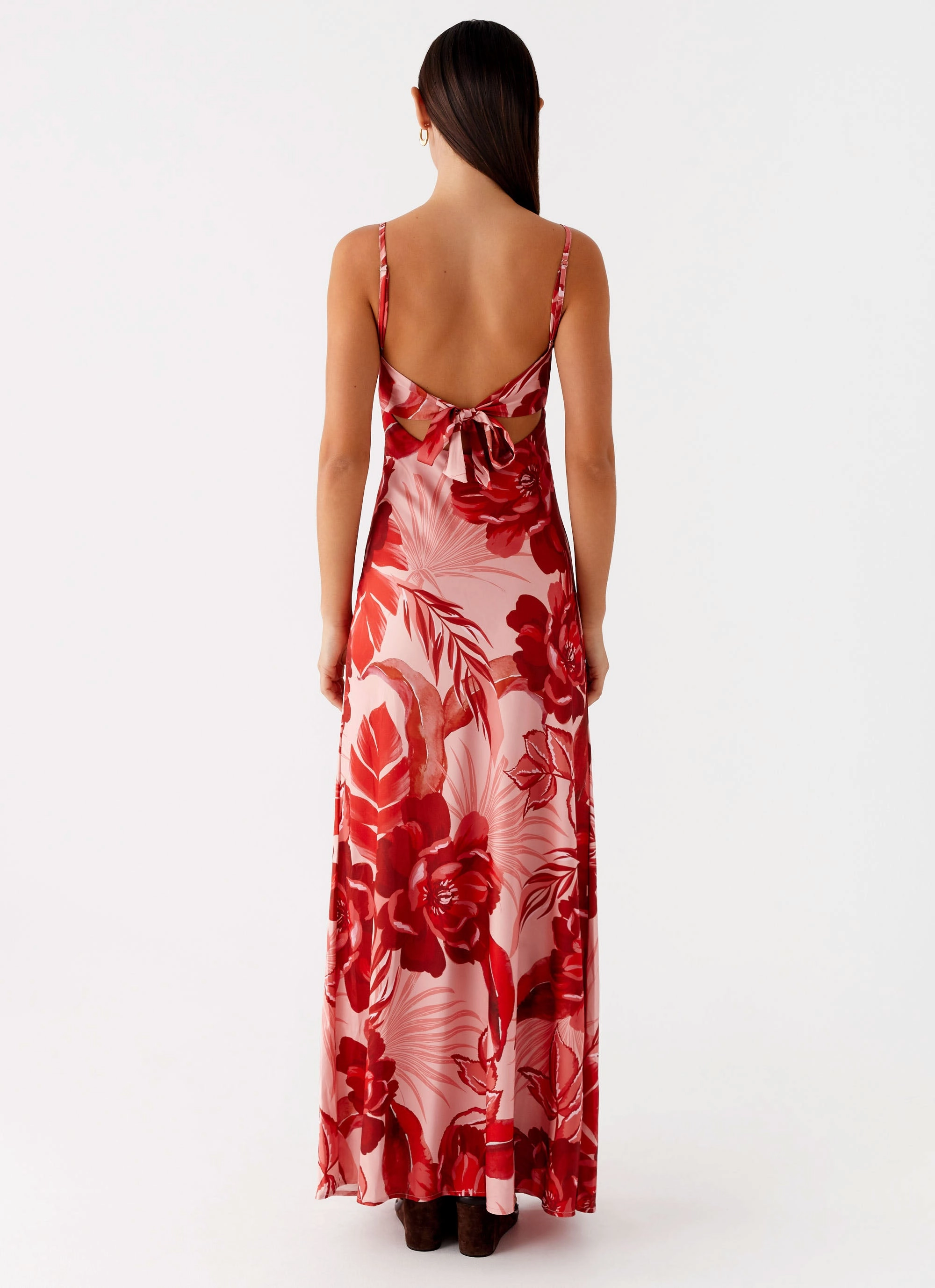 Flora Satin Maxi Dress - Sicily Sunsets Print