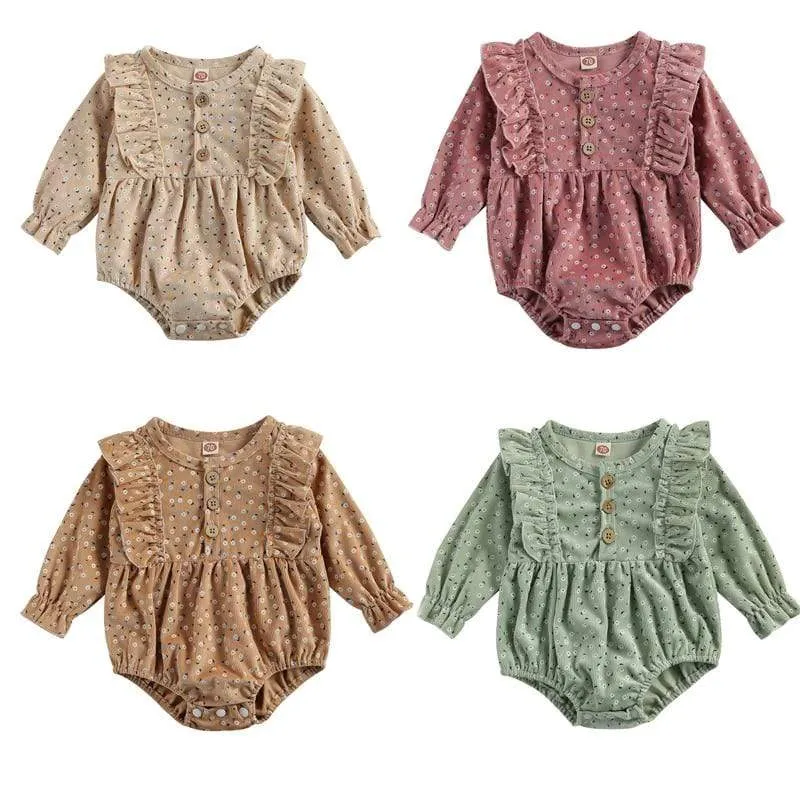 Floral Print Ruffle Baby Romper