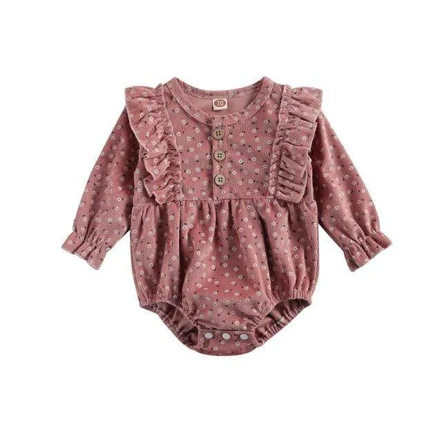 Floral Print Ruffle Baby Romper