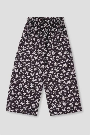 Floral Printed Pant For Girl - Black