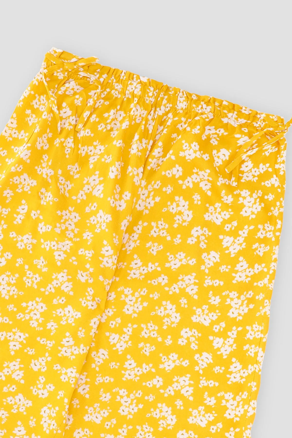 Floral Printed Pant For Girl - Yellow