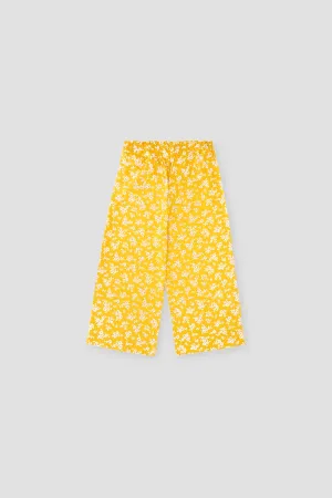 Floral Printed Pant For Girl - Yellow