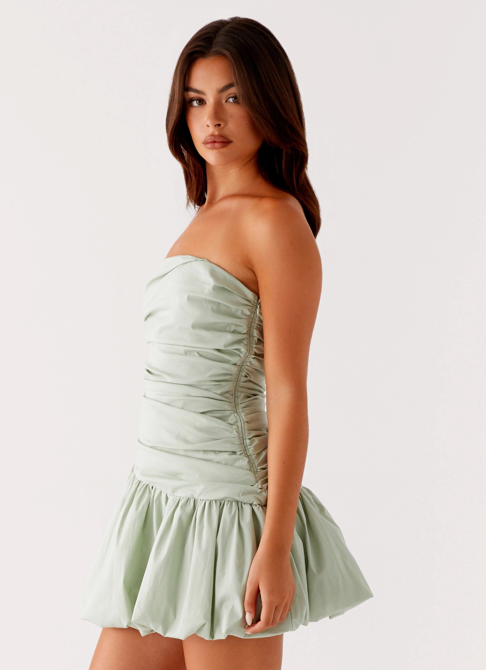 Floria Bubble Mini Dress - Sage