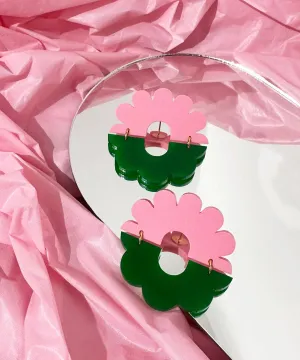 FLOURISH Duo Studs Small | Green   Pink