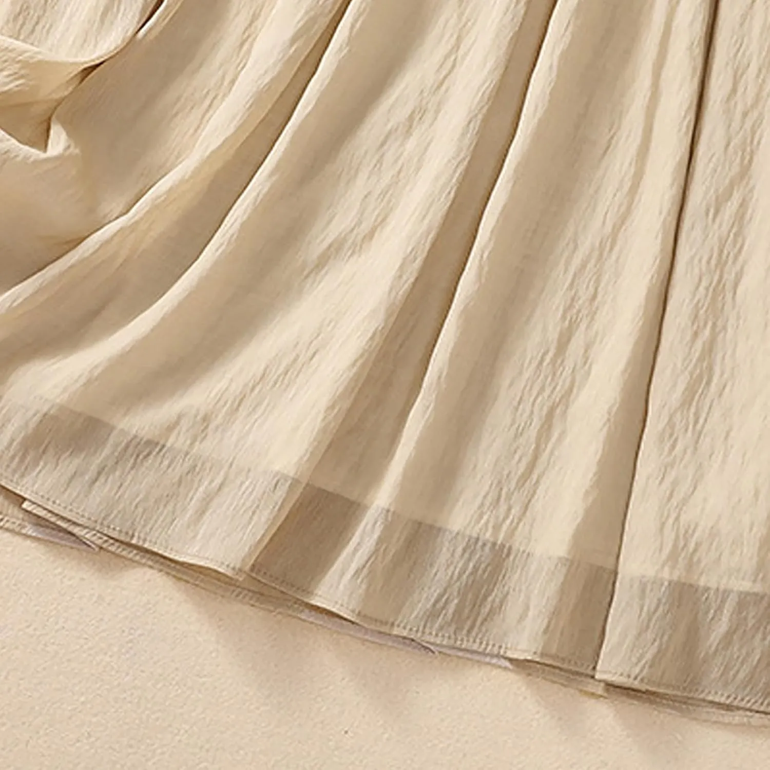 Flowy Midi Skirt for Women Elastic High Waisted Casual Tie-up Solid Color Summer A Line Waistband Skirts