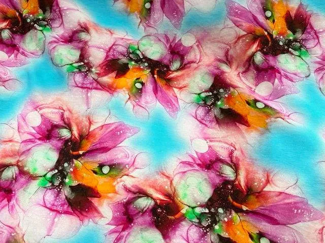 Fluid Florals - Digital Faux Silk Cotton