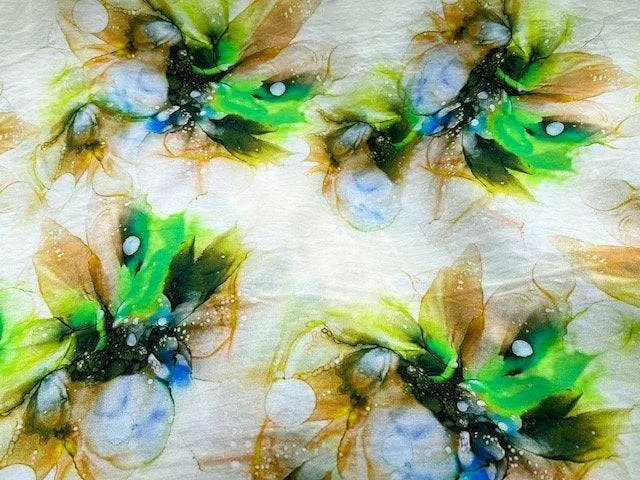 Fluid Florals - Digital Faux Silk Cotton