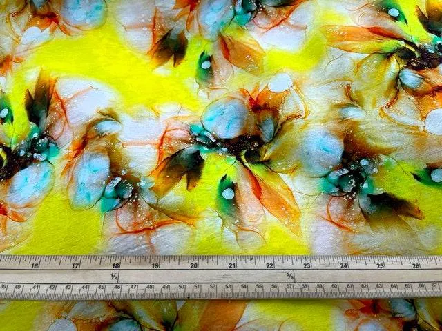 Fluid Florals - Digital Faux Silk Cotton