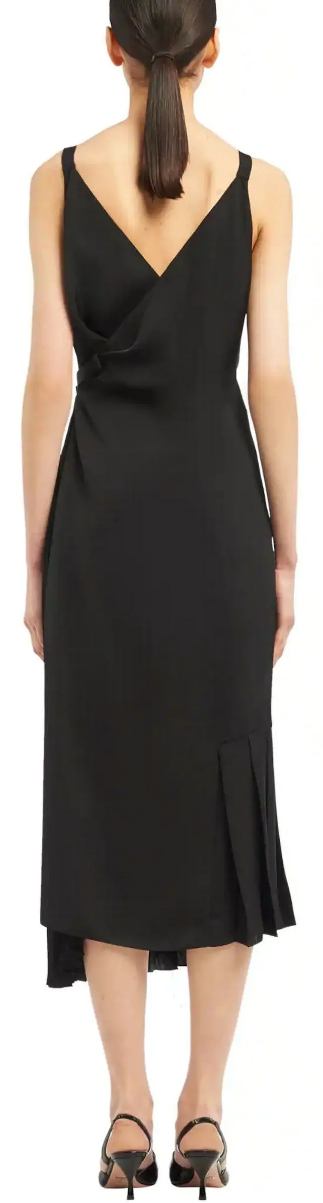 Fluid Twill Dress with Feathers