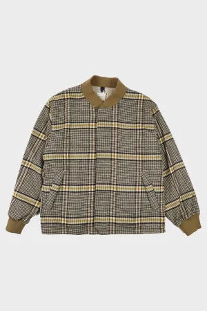 Fly Front Rib Collar Jacket - Brown/Yellow