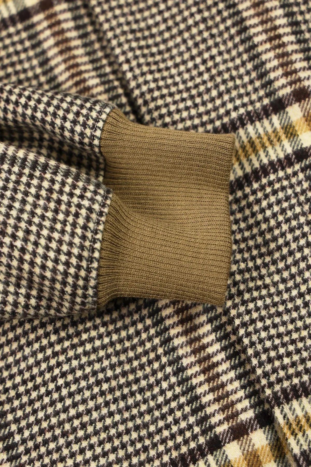 Fly Front Rib Collar Jacket - Brown/Yellow